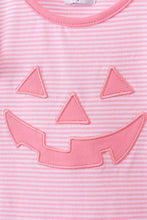 Pink stripe Smirk face applique dress