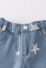 Blue star print flare denim jeans - ARIA KIDS