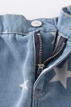 Blue star print flare denim jeans - ARIA KIDS