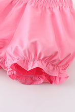 Pink  rainbow embroidery stripe girl set
