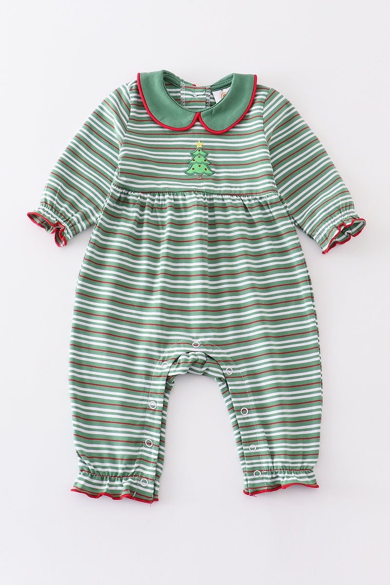 Premium Christmas tree stripe baby romper - ARIA KIDS