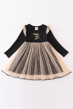 Premium Black happy new year ruffle dress - ARIA KIDS