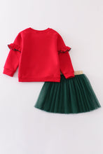 Premium Red christmas tree ruffle skirt set