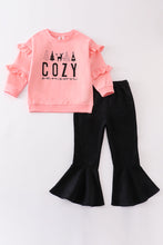 Premium Pink christmas tree cozy ruffle girl set