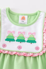 Premium Green christmas tree embroidery girl bubble - ARIA KIDS
