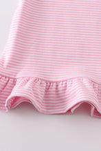 Premium Pink & white stripe ruffle top - ARIA KIDS