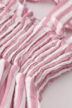 Premium Pink muslin stripe smocked ruffle dress - ARIA KIDS