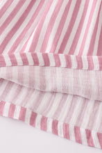 Premium Pink muslin stripe smocked ruffle dress - ARIA KIDS