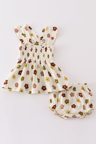 Premium Organic muslin floral smocked baby set - ARIA KIDS