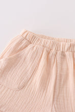 Premium Apricot muslin bow shorts set - ARIA KIDS