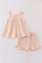 Premium Apricot muslin bow shorts set - ARIA KIDS