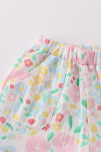 Premium Pink muslin leaves shorts set - ARIA KIDS