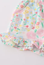 Premium Pink muslin leaves shorts set - ARIA KIDS