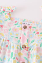Premium Pink muslin leaves bow dress - ARIA KIDS