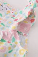 Premium Pink muslin leaves bow dress - ARIA KIDS