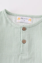Premium Sage muslin stripe boy shorts set - ARIA KIDS