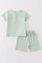 Premium Sage muslin stripe boy shorts set - ARIA KIDS