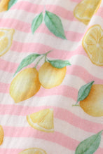 Premium Pink muslin stripe lemon ruffle dress - ARIA KIDS