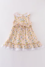 Premium Pink muslin stripe lemon ruffle dress - ARIA KIDS