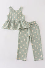 Premium Sage muslin daisy girl set - ARIA KIDS