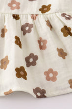 Premium Khaki muslin floral girl set - ARIA KIDS