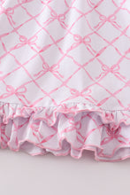 Premium Pink bow tie print ruffle pajamas dress - ARIA KIDS
