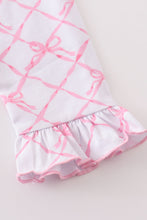Premium Pink bow tie print ruffle pajamas dress - ARIA KIDS