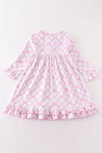 Premium Pink bow tie print ruffle pajamas dress - ARIA KIDS