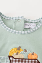 Sage truck pumpkin embroidery boy bubble - ARIA KIDS