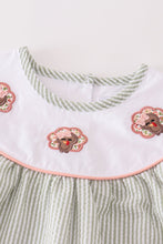 Premium Green turkey embroidery stripe girl set - ARIA KIDS