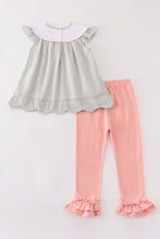 Premium Green turkey embroidery stripe girl set - ARIA KIDS