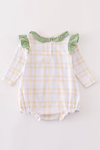 Premium Green turkey embroidery plaid girl bubble - ARIA KIDS