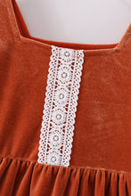 Premium Caramel velvet lace girl dress - ARIA KIDS