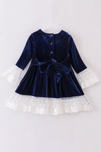 Premium Navy velvet lace dress - ARIA KIDS