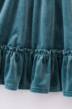 Premium Teal velvet ruffle dress - ARIA KIDS