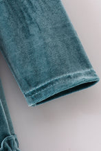 Premium Teal velvet ruffle dress - ARIA KIDS