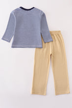 Premium blue stripe truck applique boy set - ARIA KIDS