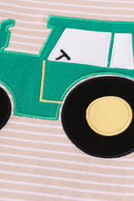 Premium green stripe tractor applique boy set - ARIA KIDS