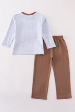 Premium brown stripe puppy applique boy set - ARIA KIDS