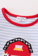 Premium red stripe farm applique girl romper - ARIA KIDS