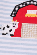 Premium red stripe farm applique girl romper - ARIA KIDS