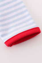 Premium red stripe farm applique girl romper - ARIA KIDS