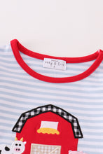 Premium red stripe farm applique girl set - ARIA KIDS