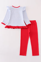 Premium red stripe farm applique girl set - ARIA KIDS