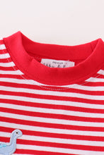 Premium red stripe dinosaur applique girl romper - ARIA KIDS