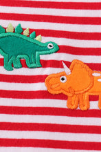 Premium red stripe dinosaur applique girl romper - ARIA KIDS