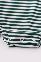 Premium green stripe christmas tree embroidery boy bubble - ARIA KIDS