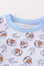 Premium blue christmas santa claus print boy pajama set - ARIA KIDS