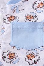 Premium blue christmas santa claus print boy romper - ARIA KIDS