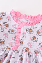 Premium pink christmas santa claus print girl pajama gown - ARIA KIDS